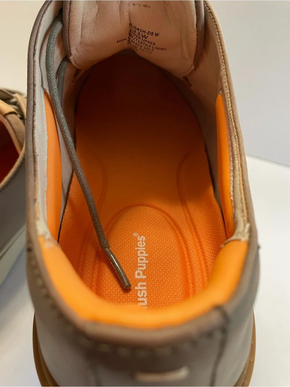 Hush Puppies Men’s Taupe Leather Lace-Up Oxfords with Orange Insole